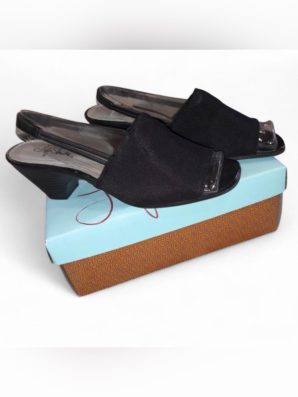 Life Stride Black Open-Toe Slingback Mules